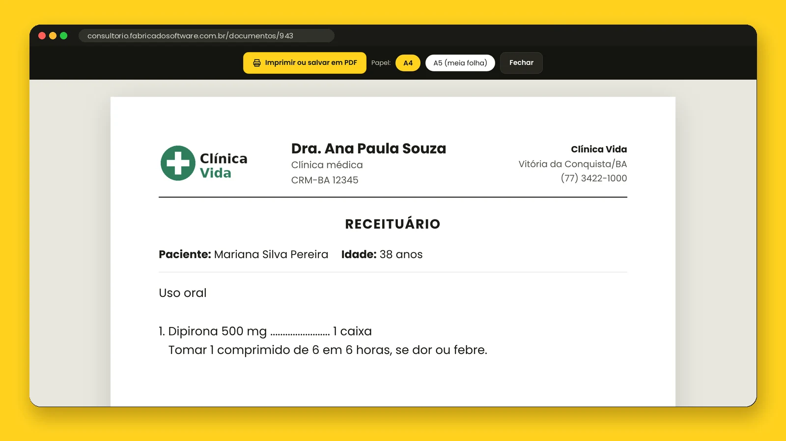Documentos com a sua logo, prontos para imprimir ou salvar em PDF